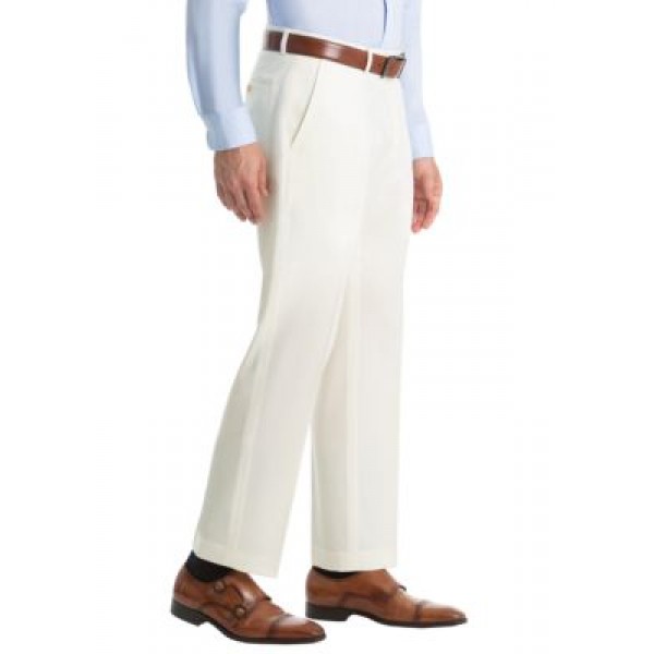 Lauren Ralph Lauren Solid Off White Twill Wool Straight Suit Separate Pants