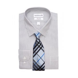 Saddlebred® 2 Piece Stretch Point Collar Dress Shirt and Tie Set