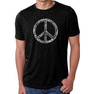 LA Pop Art Premium Blend Word Art Graphic T-Shirt - Peace in 77 Languages 
