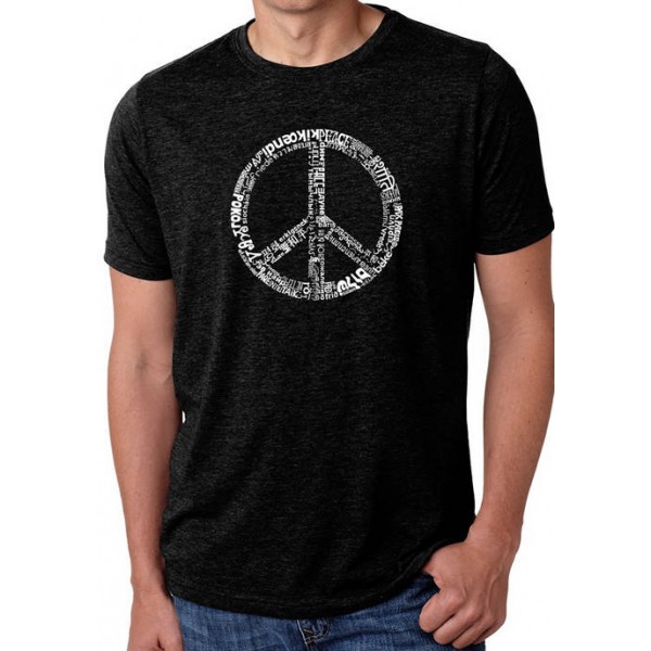 LA Pop Art Premium Blend Word Art Graphic T-Shirt - Peace in 77 Languages