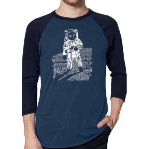 LA Pop Art Raglan Baseball Word Art Graphic T-Shirt - Astronaut 