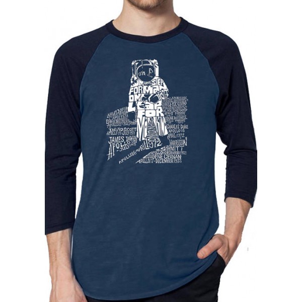 LA Pop Art Raglan Baseball Word Art Graphic T-Shirt - Astronaut