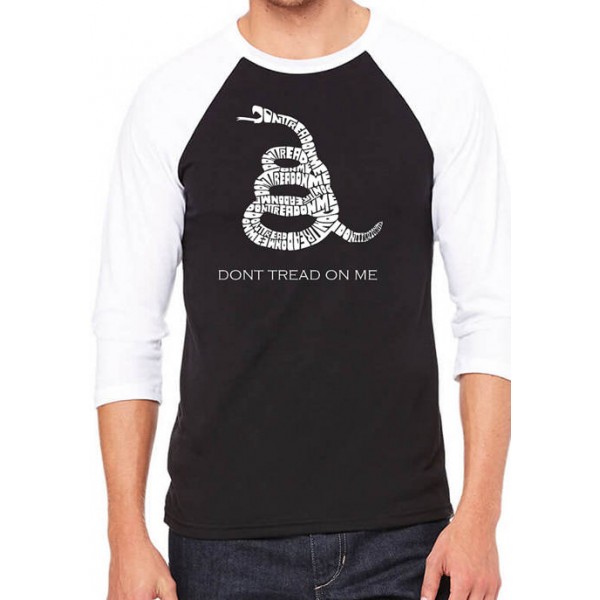 LA Pop Art Raglan Baseball Word Art Graphic T-Shirt - Don't Tread On Me