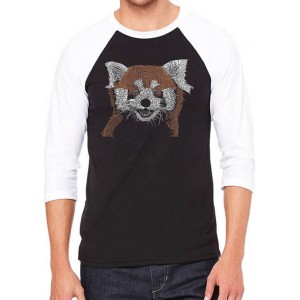 LA Pop Art Raglan Baseball Word Art Graphic T-Shirt - Red Panda 
