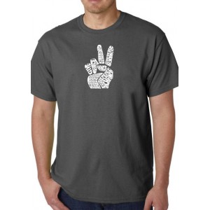 LA Pop Art Word Art Graphic T-Shirt - Peace Fingers 
