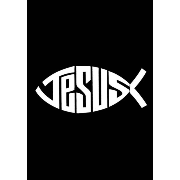LA Pop Art Word Art Long Sleeve Graphic T-Shirt - Christian Jesus Name Fish Symbol
