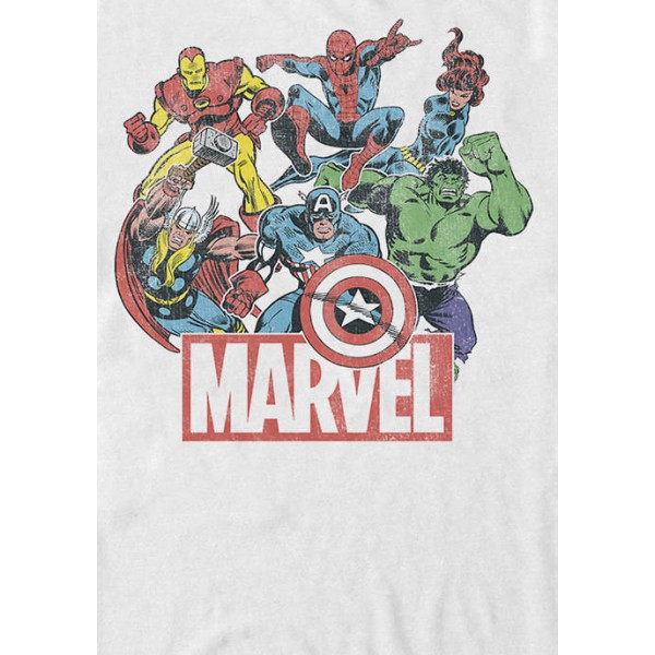 Marvel Avengers The Avengers Team Retro Comic Short Sleeve Graphic T-Shirt