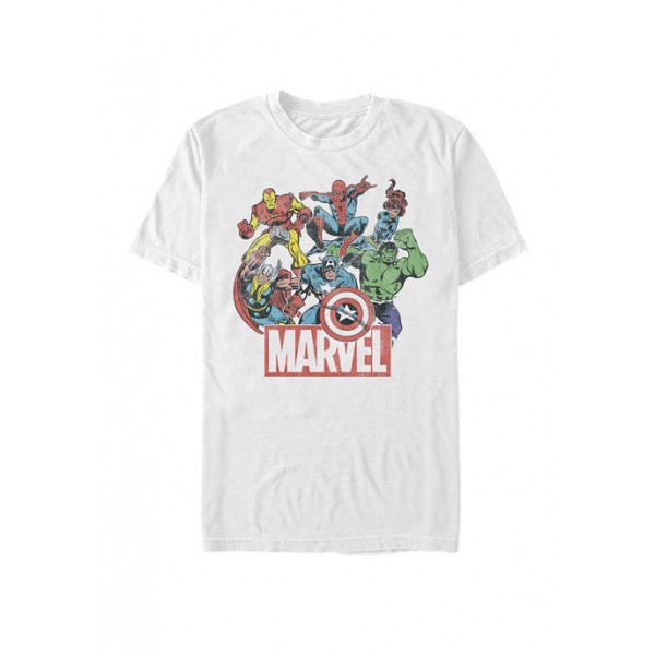 Marvel Avengers The Avengers Team Retro Comic Short Sleeve Graphic T-Shirt