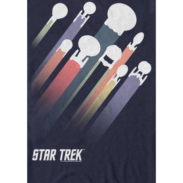 Star Trek The Original Series Federation Ships Rainbow Stripe Short-Sleeve T-Shirt
