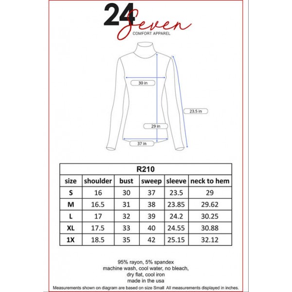 24seven Comfort Apparel Women's Classic Long Sleeve Turtleneck