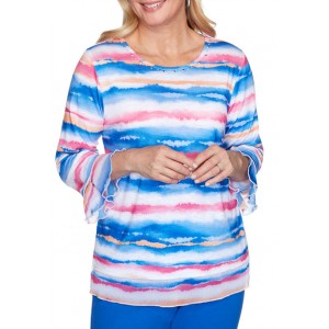 Alfred Dunner Women's Laguna Beach Water Color Biadere Top 