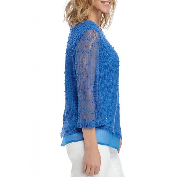 Alfred Dunner Women's Popcorn Knit Top