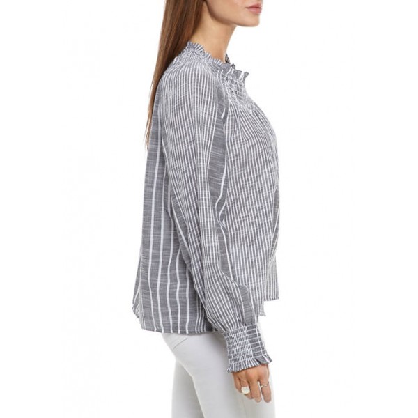Crown & Ivy™ Women's Blouson Sleeve Button Front Top