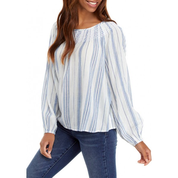 Crown & Ivy™ Women's Long Sleeve Smocked Neck Top