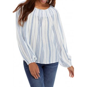 Crown & Ivy™ Women's Long Sleeve Smocked Neck Top 