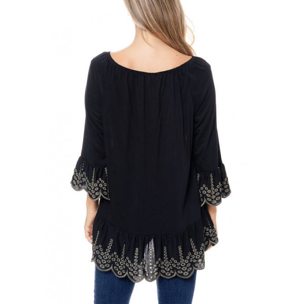 Fever Women's Knit Top with Embroidery