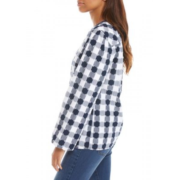 Kim Rogers® Women's Blouson Sleeve Button Popover Top