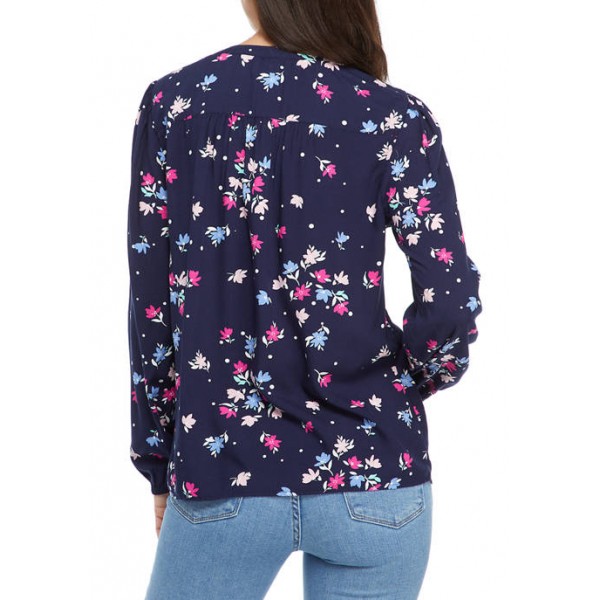 Kim Rogers® Women's Long Sleeve Button Printed Popover Top