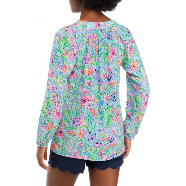 Lilly Pulitzer® Women's Multicolored Floral Blouson Sleeve Split Neck Top