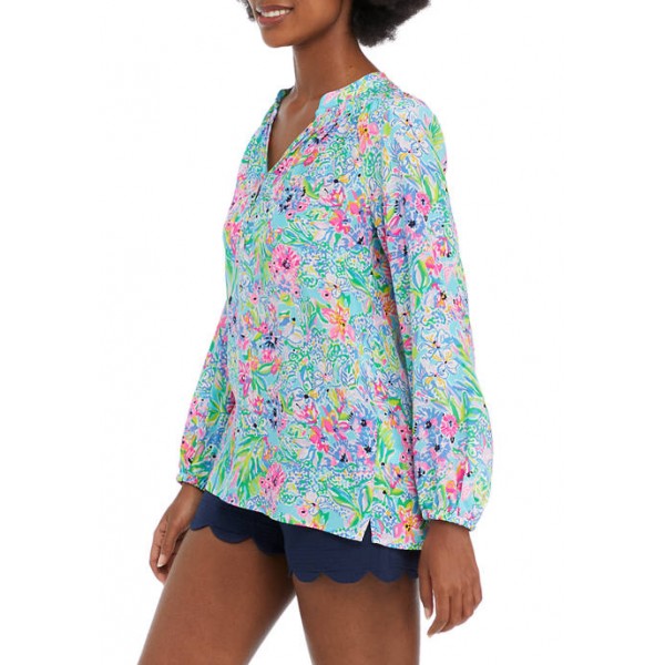 Lilly Pulitzer® Women's Multicolored Floral Blouson Sleeve Split Neck Top