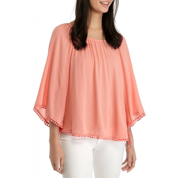 New Directions® Women's 3/4 Sleeve Peasant Top with Trim