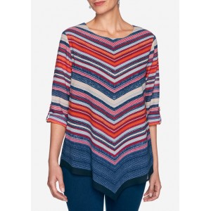 Ruby Rd Women's Casual Cool Placement Printed Stripe Top 