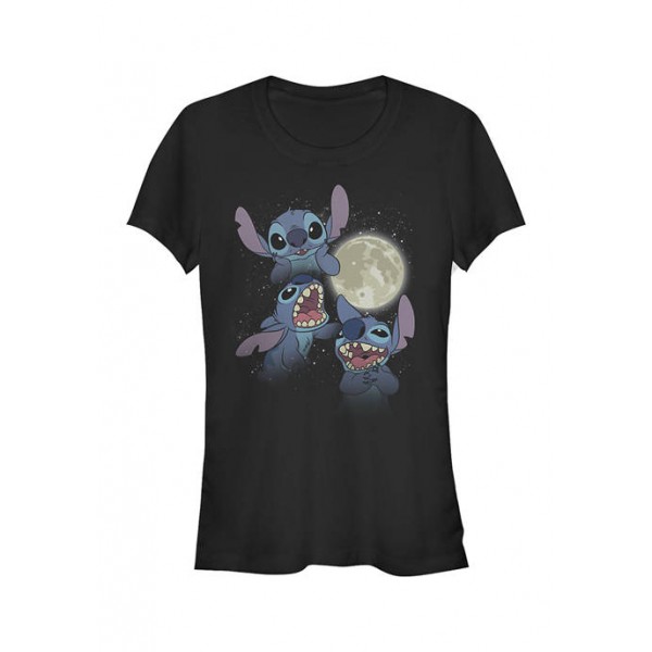 Lilo and Stitch Junior's Licensed Disney Three Stitch Moon T-Shirt