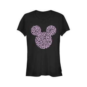 Mickey Classic Junior's Licensed Disney Mickey Zebra Cheeta Fill T-Shirt 