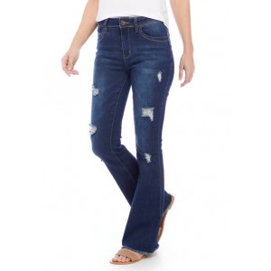 YMI Junior's Repreve Destructed Flare Denim Jeans