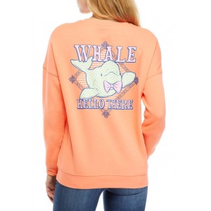 Benny & Belle Junior's Long Sleeve Whale Hello There Graphic Pullover 