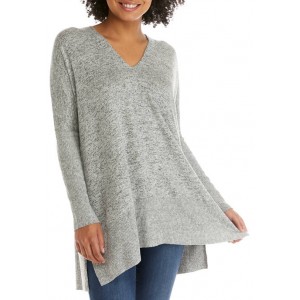 CHANCE OR FATE Junior's Hacci V-Neck Long Sleeve Tunic 