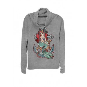 Disney® Little Mermaid Tattoo Anchor Pose Cowl Neck Graphic Pullover 