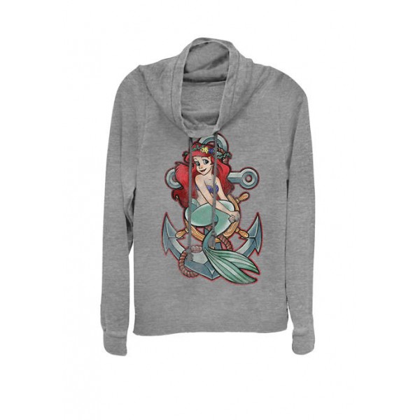 Disney® Little Mermaid Tattoo Anchor Pose Cowl Neck Graphic Pullover