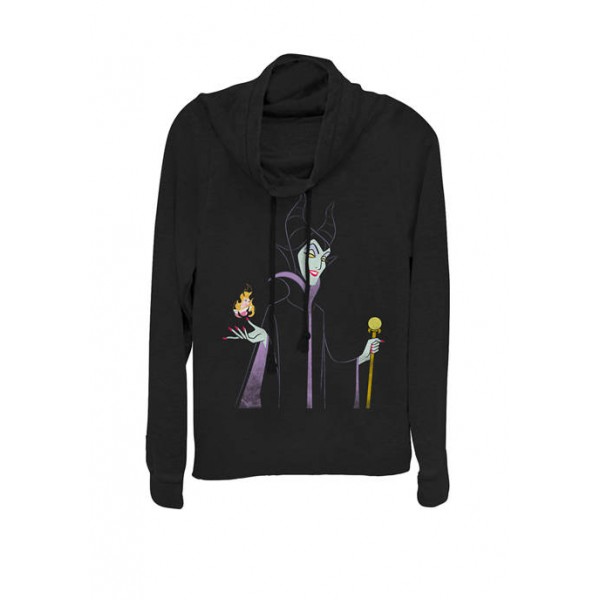 Disney® Sleeping Beauty Maleficent With Staff & Aurora Flame Cowl Neck Graphic Pullover