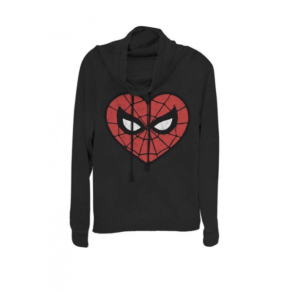 Marvel™ Spider-Man Face Mask Valentine's Heart Logo Cowl Neck Graphic Pullover