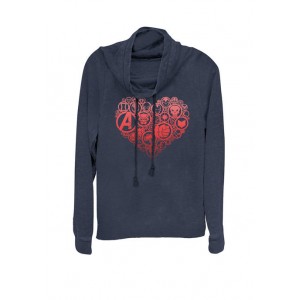 Marvel™ Valentine's Heart Icon Build-Up Fill Cowl Neck Graphic Pullover 