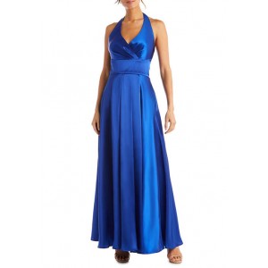 Morgan & Co. Women's Halter Charmeuse A Line Gown 