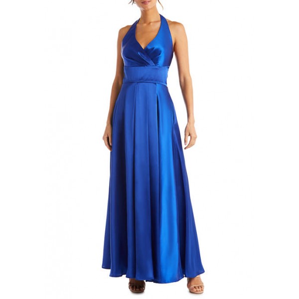 Morgan & Co. Women's Halter Charmeuse A Line Gown
