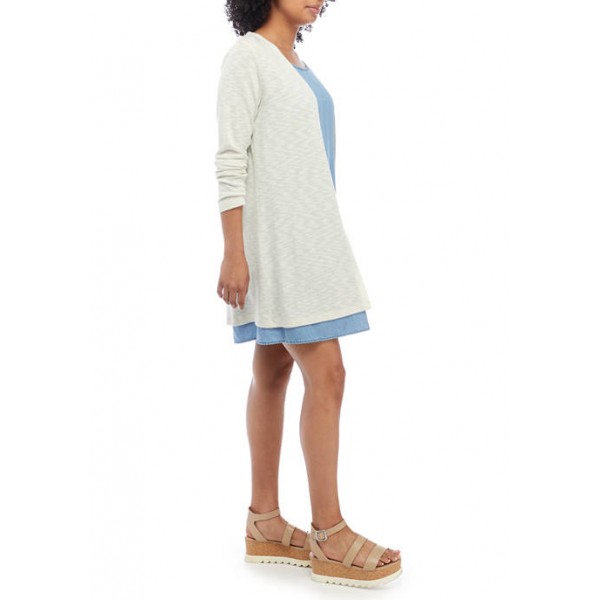 WallFlower Junior's Sleeveless Dress and Cardigan Set