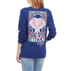 Benny & Belle Junior's Long Sleeve Dream Big Elephant Graphic T-Shirt 