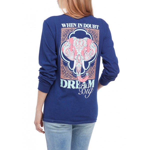 Benny & Belle Junior's Long Sleeve Dream Big Elephant Graphic T-Shirt