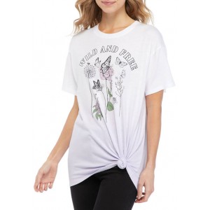 Bowie Junior's Short Sleeve Side Knot Wild and Free Graphic T-Shirt 