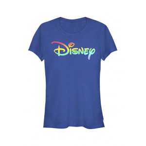 Disney Logo Junior's Licensed Disney Rainbow Fill T-Shirt 