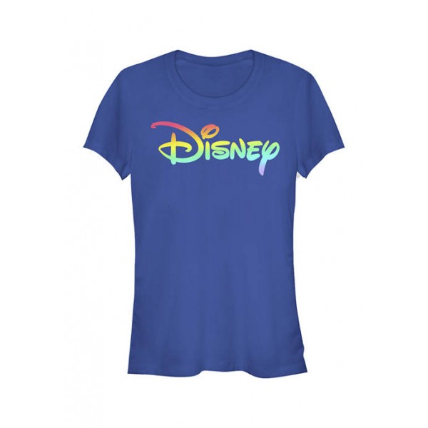 Disney Logo Junior's Licensed Disney Rainbow Fill T-Shirt