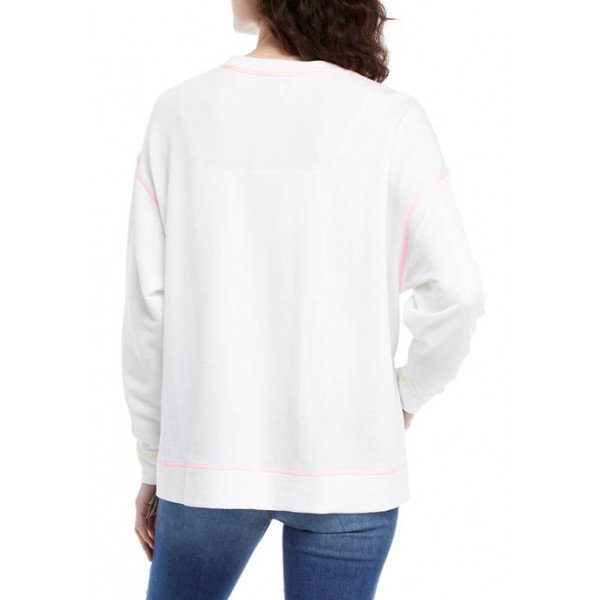 Crown & Ivy™ Women's Long Sleeve High Low Stitch Sweatshirt