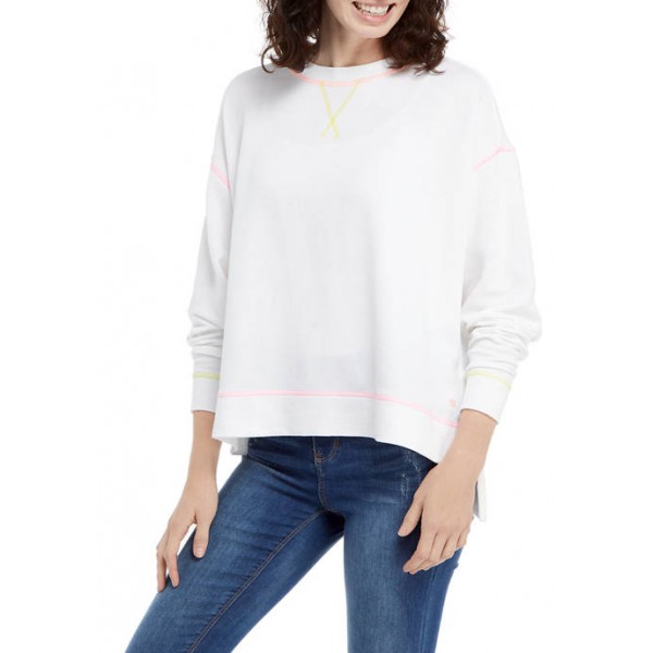 Crown & Ivy™ Women's Long Sleeve High Low Stitch Sweatshirt