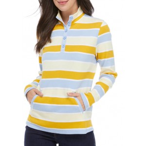 Kim Rogers® Women's Long Sleeve Mock Neck Striped Pullover 