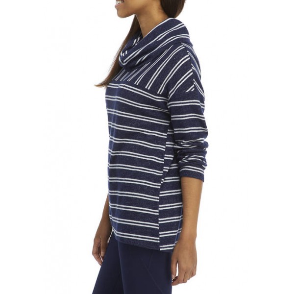 New Directions® Studio Women's Hacci Rib Cowl Neck Striped Pullover