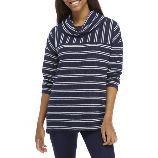 New Directions® Studio Women's Hacci Rib Cowl Neck Striped Pullover