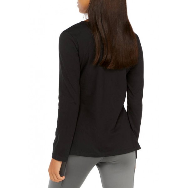 New Directions® Studio Women's Long Sleeve Side Slit Graphic T-Shirt